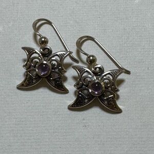 Sterling Silver Crescent Moon Earring’s w/Amethyst